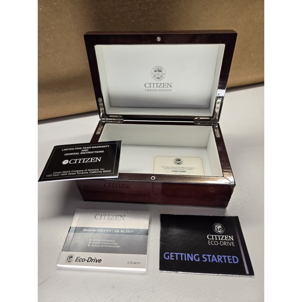 Citizen Eco-Drive Watch Box Wood Case Calibre 3100 Bt0 E31 Instruction Manual